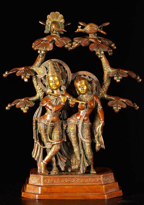 Sold Brass Radha Krishna Statue Under Canopy 17 72bs15z Hindu Gods