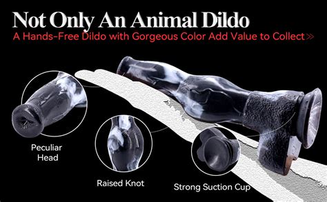 Realistic Dog Dildo Black Thick 10 Inch Long Dildos With