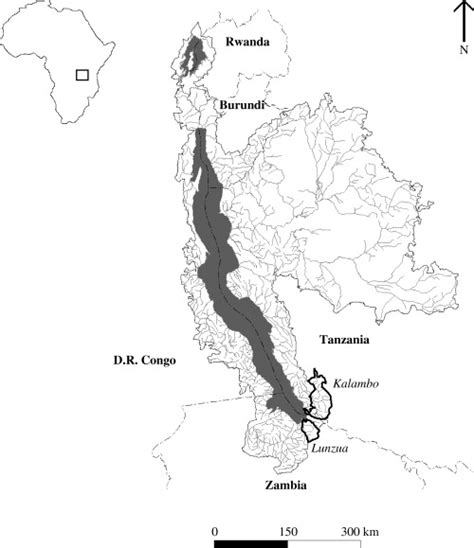Rice and subsistence crops are grown along the shores, and fishing is of some significance. Map of the catchment of Lake Tanganyika, with the ...