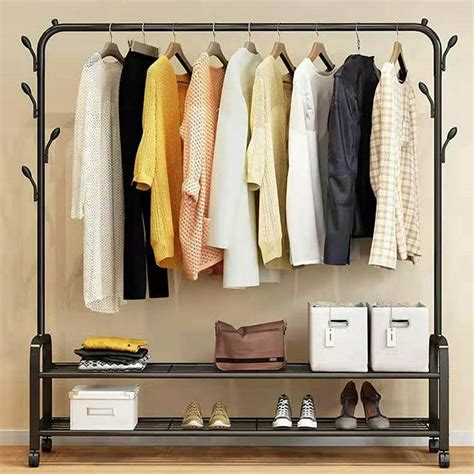 Metal Garment Rack Rail Hanging Coat Shelf Stand Closet Clothes Hanger