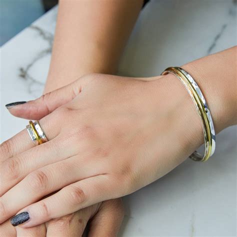 Gold Plated Sterling Silver Spinning Bangle By Otis Jaxon