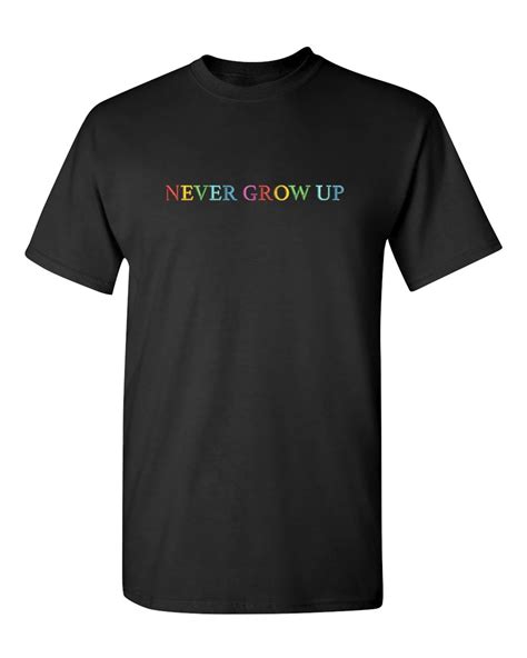 Never Grow Up Black Tee Official Merch By Baylen Levine