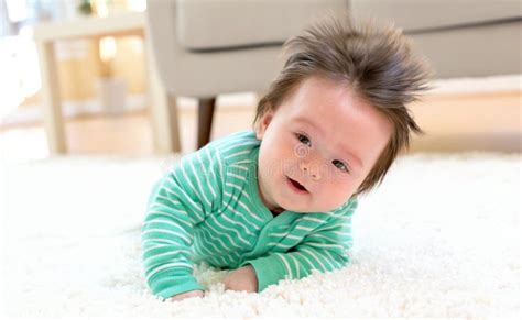 Happy Baby Boy Lying Down Stock Photo Image Of Multiracial 130878706