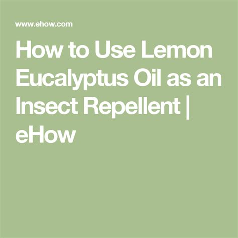 Is deet safe to use on. How to Use Lemon Eucalyptus Oil as an Insect Repellent | eHow | Insect repellent homemade ...