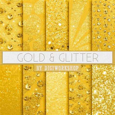 Gold Glitter Digital Paper Gold And Glitter Digital By Digiworkshop