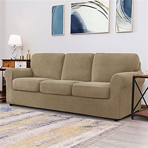chun yi 7 piece stretch sofa cover 3 seater couch slipcover with three separate backrests and