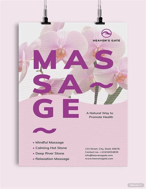 Massage Poster Template In Publisher Word Illustrator Pages