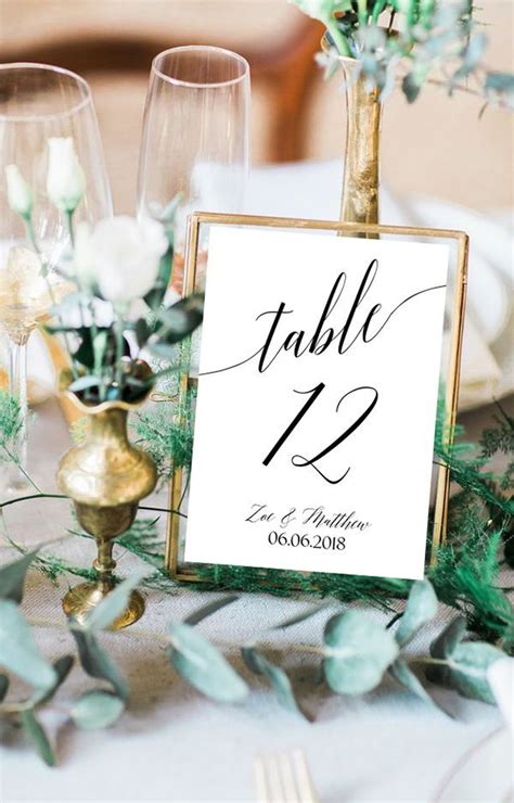 Calligraphy Table Numbers Printable Calligraphy Script Tented Etsy