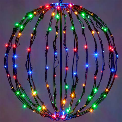 Multicolor LED Christmas Light Ball, Fold Flat Black Frame