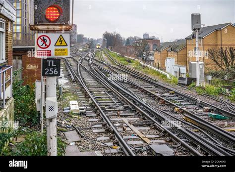 London United Kingdom February 01 2019 Many Railway Tracks And