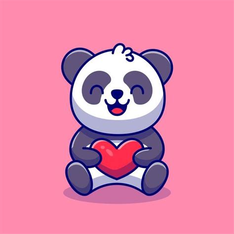 Cute Panda Holding Love Cartoon Icon Ill Free Vector Freepik