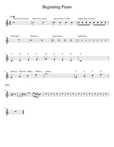 Beginningpiano Sheet Music For Piano Solo Easy