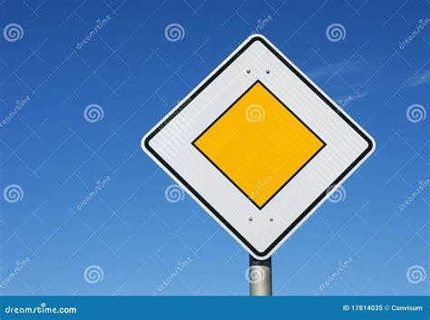 Yellow Diamond Road Sign Stock Image Image Of Street 17814035