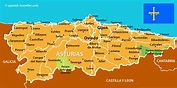 Mapa de Asturias Región