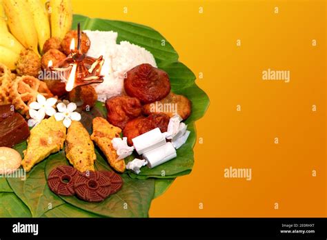 Sinhala Tamil New Year Traditional Foods With Oil Lamp Stock Photo Alamy
