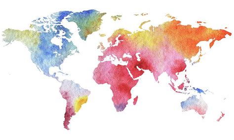 Our Watercolor Full World By Irina Sztukowski In 2021 Watercolor Map