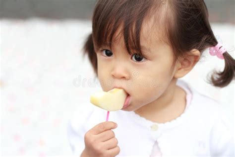 Japanese Girl Eating An Apple Stock Image Image Of Food Fruit 78949971