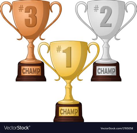 First Second Anfirst And Third Place Trophy Vector Image