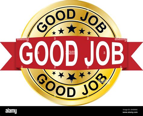 Good Job 3d Gold Badge With Red Ribbon Stock Vector Image And Art Alamy