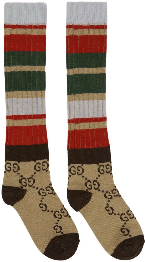 Gucci Beige And Brown Multi Band Gg Socks Mens Colorful Socks Mens