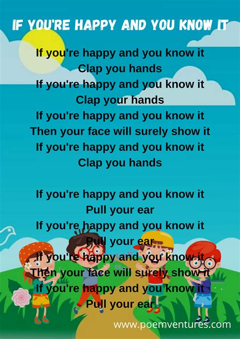 If Youre Happy And You Know It Lyrics Kids Song Poemventures By