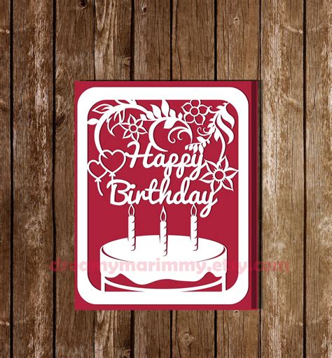 Birthday Papercut Template Birthday Cards Template Papercut Etsy