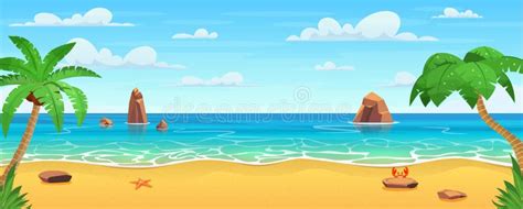 Dibujos Animados Playa De Verano Ilustración Del Vector Ilustración