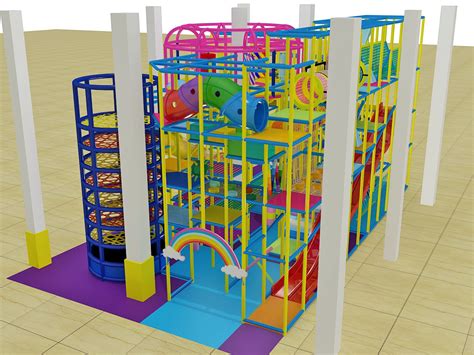 4 Level Colorful Adventure Play Structure Indoor Playgrounds