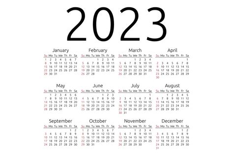Vector Calendar 2023 Monday Creative Illustrator Templates Gambaran