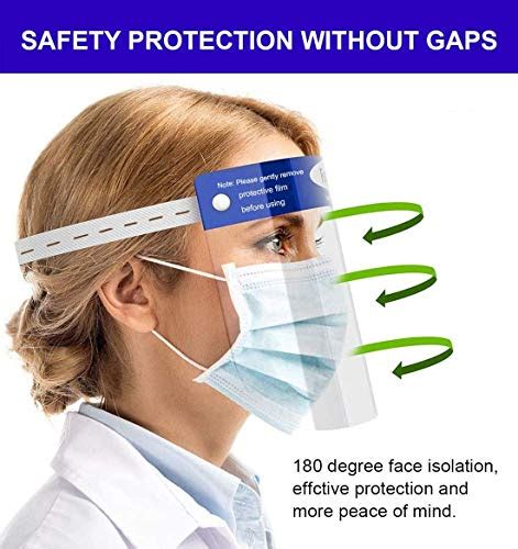 Pcs Safety Face Shield Reusable Full Face Transparent Breathable Visor Anti Saliva Windproof