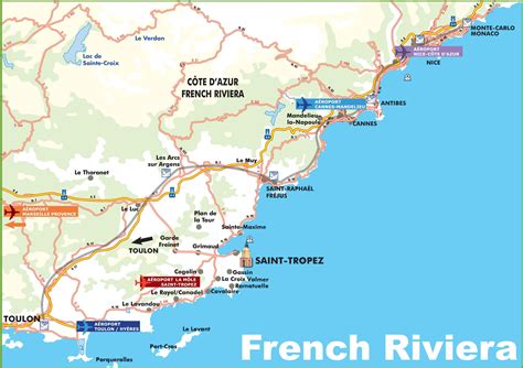 Map Of French Riviera With Cities And Towns