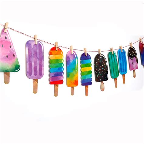 1set Colorful Popsicle Ice Cream Banner Back To Summer Party Bar Ice