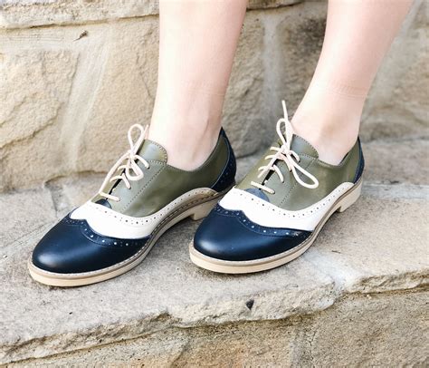 Leather Oxford Shoes Women Three Colored Flats Custom Shoes Etsy