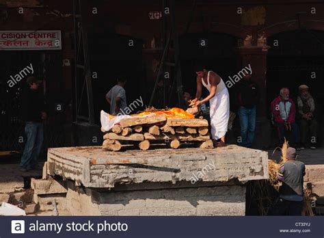 Traditional Cremation On The Banks Of The River Bagmati At Pashputinath
