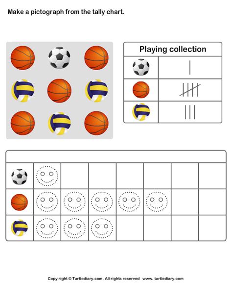 We have over 100 printable kids worksheets designed to help them learn everything from early math skills like numbers and patterns to their basic addition, subtraction, multiplication and division skills. Make Pictograph of Playing Collection Worksheet - Turtle Diary