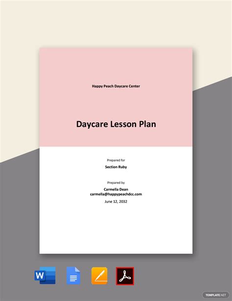 Free Daycare Lesson Plan Pdf Template Download
