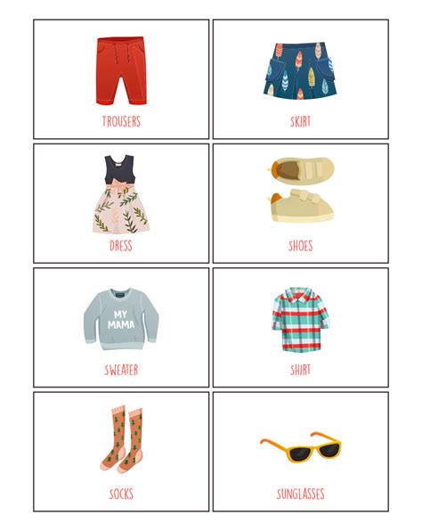 8 Best Printable Clothes Flashcards For Toddlers Printableecom