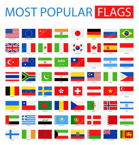 Most Popular Flags Vector Collection — Stock Vector © Dikobrazik