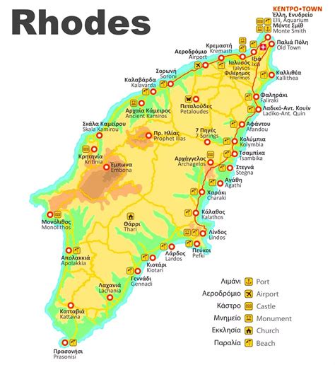 Rhodos Mapa Online mapy ke stažení Řecký ostrov
