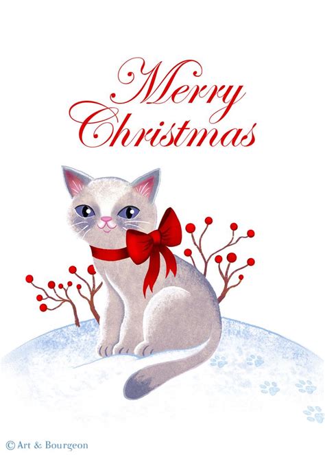 Cat Christmas Card Merry Christmas Christmas Cat Etsy Christmas