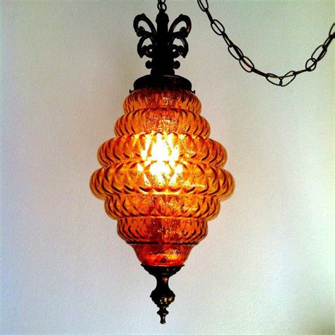 Vintage Swag Lamplight Hanging Eames Era Mid Century Modern Ceiling