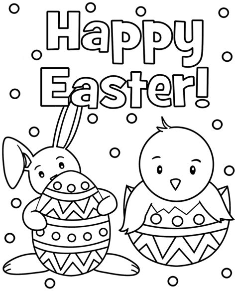 Happy Easter Coloring Sheet Page For Kids