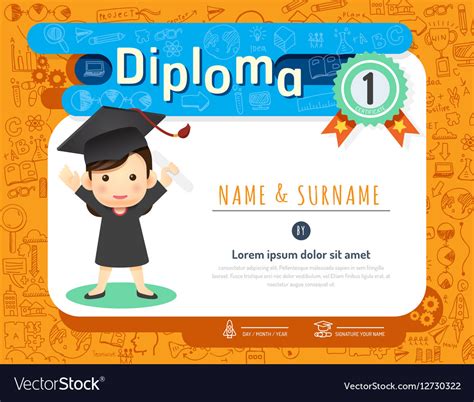 Kindergarten Diploma Template Vector 201136 Vector Art At Vecteezy