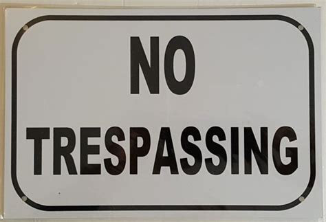 No Trespassing Sign White Aluminum 12x8 Hpd Signs The Official