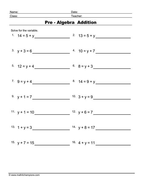 20 Pre Algebra Worksheets Worksheets Decoomo