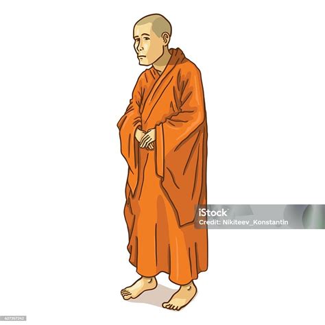 Vector Single Cartoon Moine Bouddhiste Vecteurs Libres De Droits Et