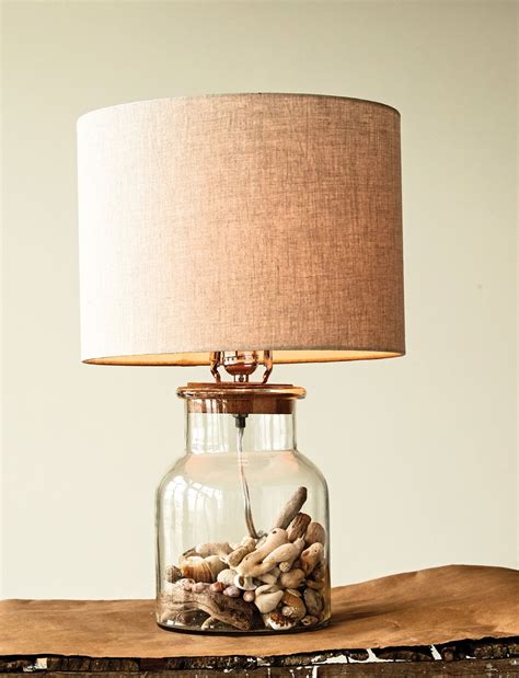 Waterside Glass Jar Table Lamp With Cork Stopper And Burlap Shade 100