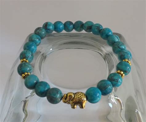 Prosperity Bracelet African Turquoise 8mm Gemstone Gold Etsy
