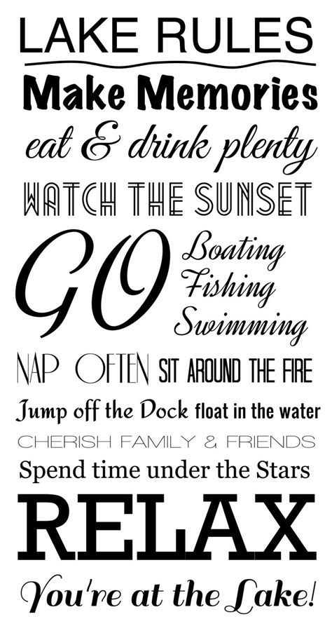 The next quote, memories made at the lake last a lifetime, is a motto of sorts for lake lifestyle fans, because even when you have to leave the lake, it's always in the back of your. Lake House Wall Decor | Lake House Rules | Wall Decal World | Lake rules, Lake quotes, Lake ...