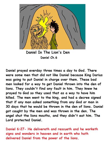 Daniel In The Lions Den Sunday School Lesson